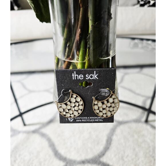 The Sak Gold Ivory Circle Earrings New - Picture 1 of 4
